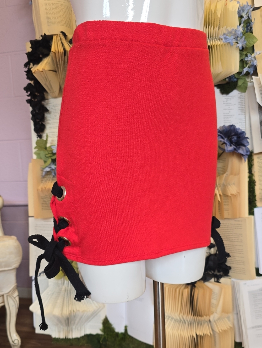 Lace-up Mini Skirt from Love Culture SM Red & Black